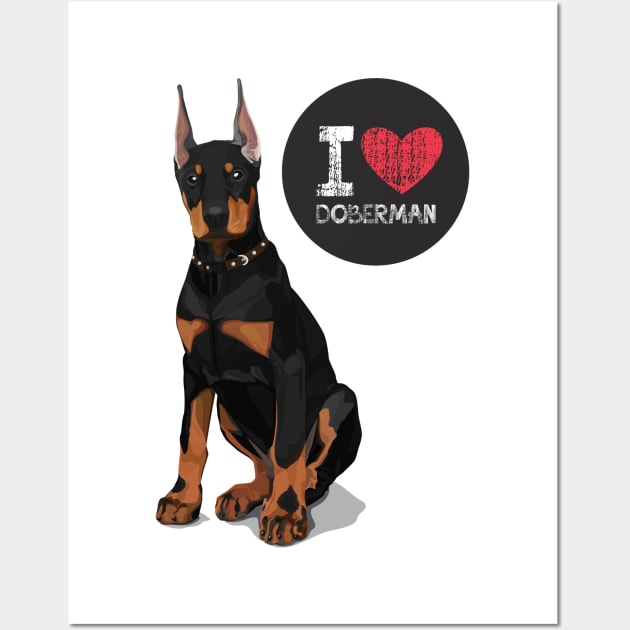 I Love Doberman Wall Art by TambuStore